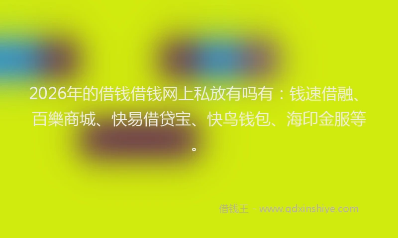 2026年的借钱借钱网上私放有吗有：钱速借融、百樂商城、快易借贷宝、快鸟钱包、海印金服等。