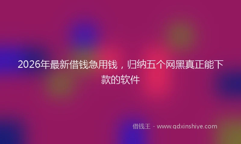 2026年最新借钱急用钱，归纳五个网黑真正能下款的软件