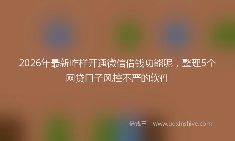 2026年最新咋样开通微信借钱功能呢，整理5个网贷口子风控不严的软件