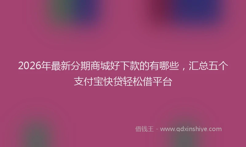 2026年最新分期商城好下款的有哪些,汇总五个支付宝快贷轻松借平台