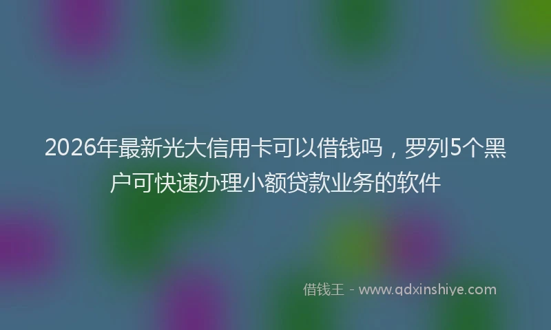 2026年最新光大信用卡可以借钱吗,罗列5个黑户可快速办理小额贷款业务的软件