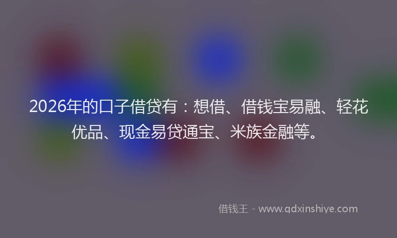 2026年的口子借贷有：想借、借钱宝易融、轻花优品、现金易贷通宝、米族金融等。