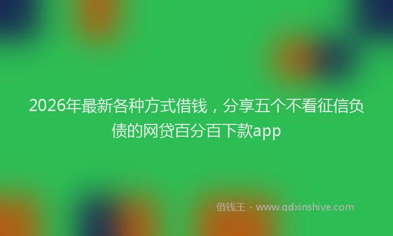2026年最新各种方式借钱，分享五个不看征信负债的网贷百分百下款app