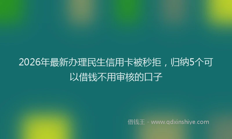 2026年最新办理民生信用卡被秒拒，归纳5个可以借钱不用审核的口子