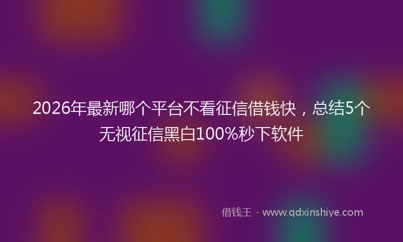 2026年最新哪个平台不看征信借钱快，总结5个无视征信黑白100%秒下软件
