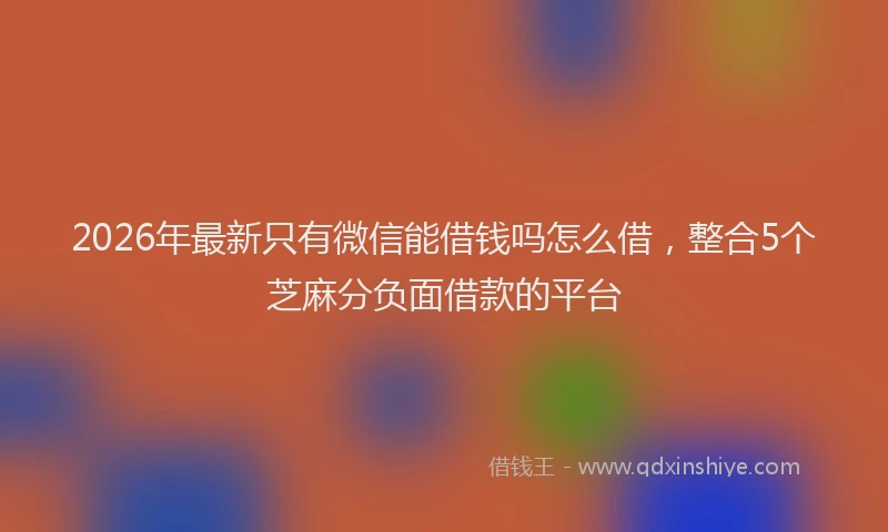 2026年最新只有微信能借钱吗怎么借，整合5个芝麻分负面借款的平台