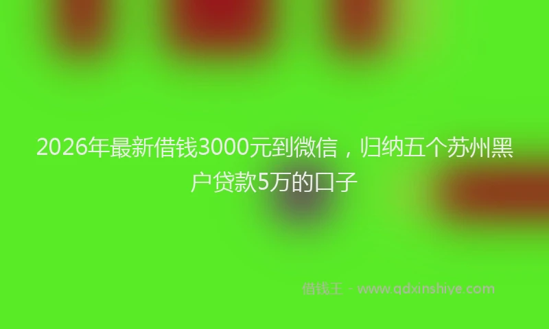 2026年最新借钱3000元到微信，归纳五个苏州黑户贷款5万的口子