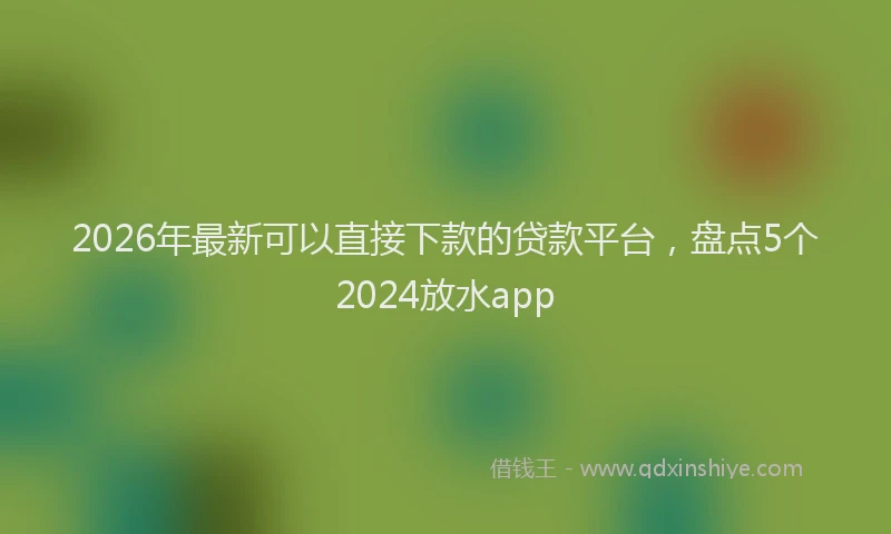 2026年最新可以直接下款的贷款平台，盘点5个2024放水app