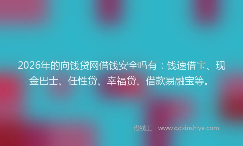 2026年的向钱贷网借钱安全吗有：钱速借宝、现金巴士、任性贷、幸福贷、借款易融宝等。