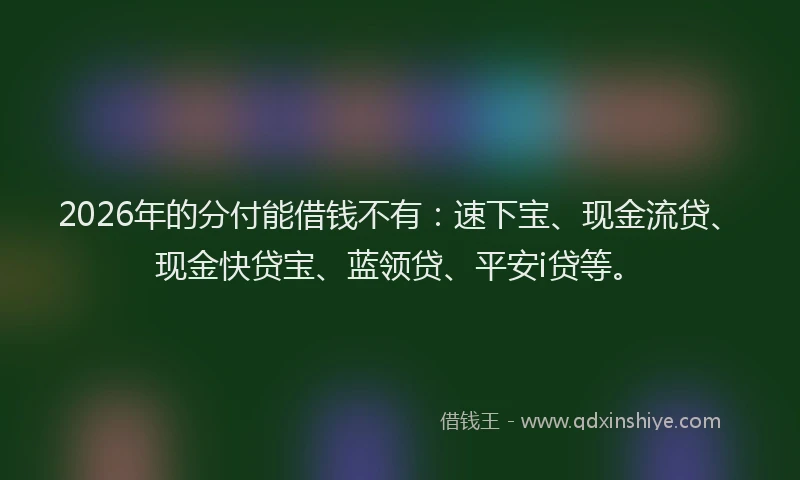 2026年的分付能借钱不有:速下宝、现金流贷、现金快贷宝、蓝领贷、平安i贷等。