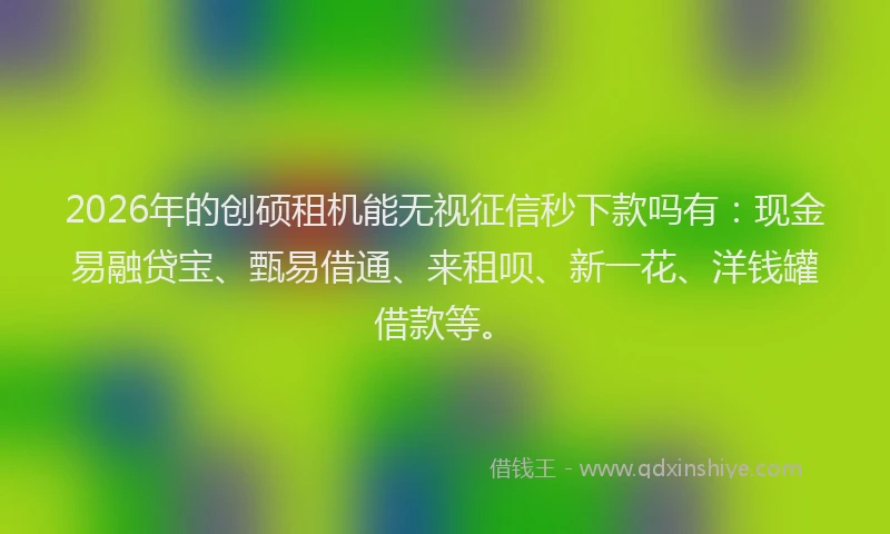 2026年的创硕租机能无视征信秒下款吗有:现金易融贷宝、甄易借通、来租呗、新一花、洋钱罐借款等。