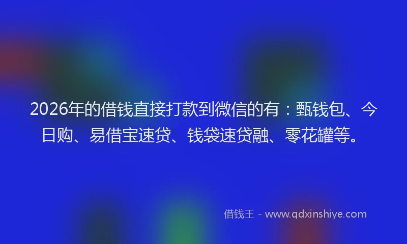 2026年的借钱直接打款到微信的有：甄钱包、今日购、易借宝速贷、钱袋速贷融、零花罐等。