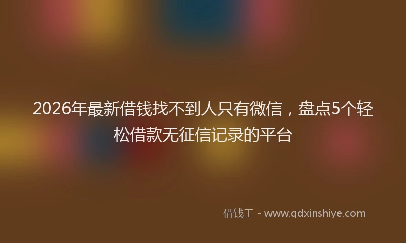 2026年最新借钱找不到人只有微信，盘点5个轻松借款无征信记录的平台