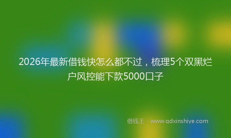 2026年最新借钱快怎么都不过,梳理5个双黑烂户风控能下款5000口子