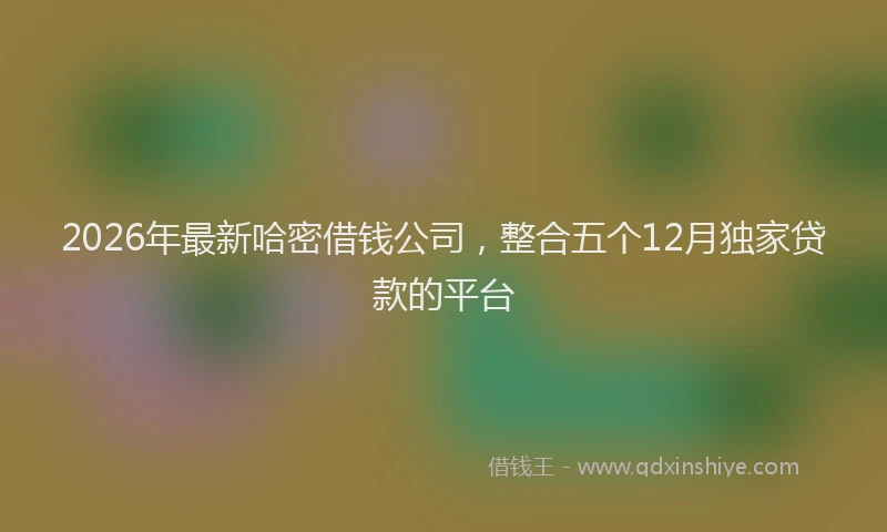 2026年最新哈密借钱公司，整合五个12月独家贷款的平台