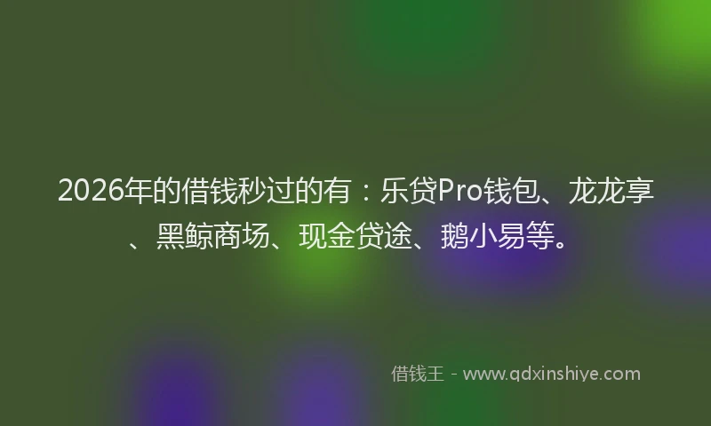 2026年的借钱秒过的有：乐贷Pro钱包、龙龙享、黑鲸商场、现金贷途、鹅小易等。