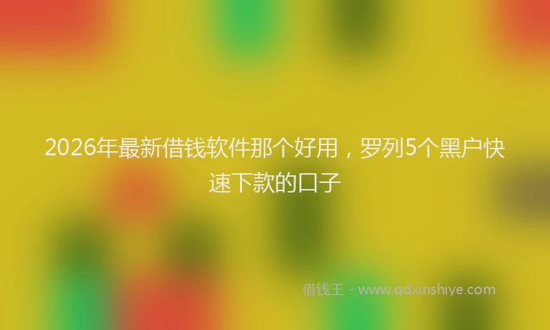 2026年最新借钱软件那个好用，罗列5个黑户快速下款的口子