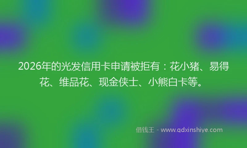 2026年的光发信用卡申请被拒有：花小猪、易得花、维品花、现金侠士、小熊白卡等。