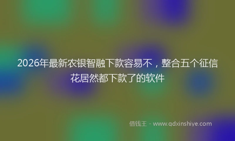 2026年最新农银智融下款容易不，整合五个征信花居然都下款了的软件