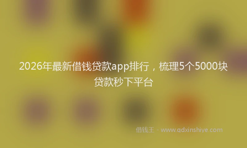 2026年最新借钱贷款app排行,梳理5个5000块贷款秒下平台