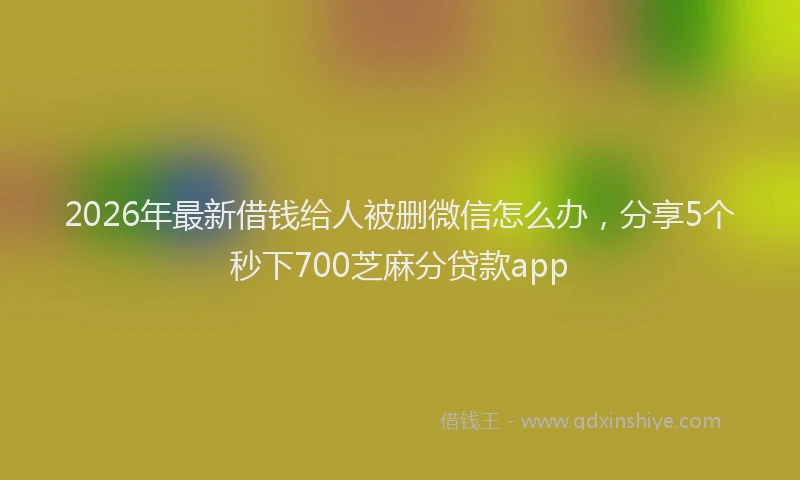 2026年最新借钱给人被删微信怎么办，分享5个秒下700芝麻分贷款app