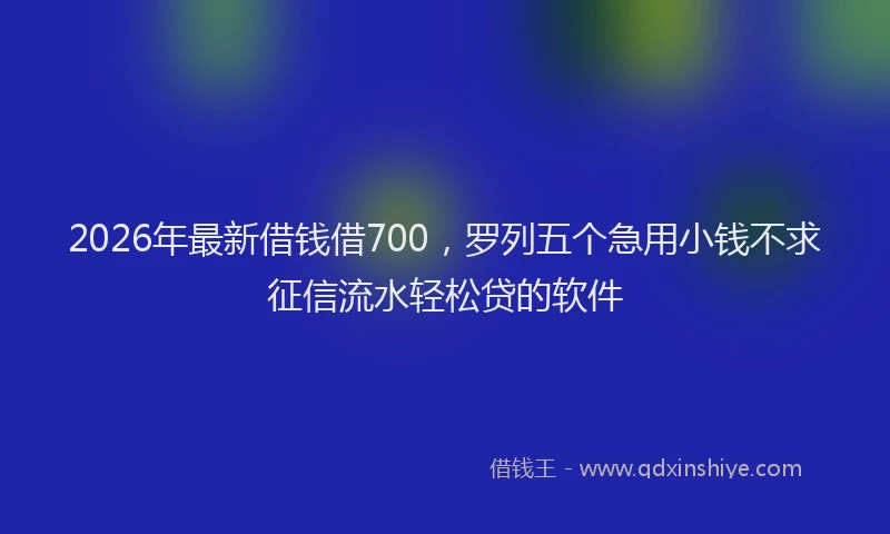 2026年最新借钱借700，罗列五个急用小钱不求征信流水轻松贷的软件