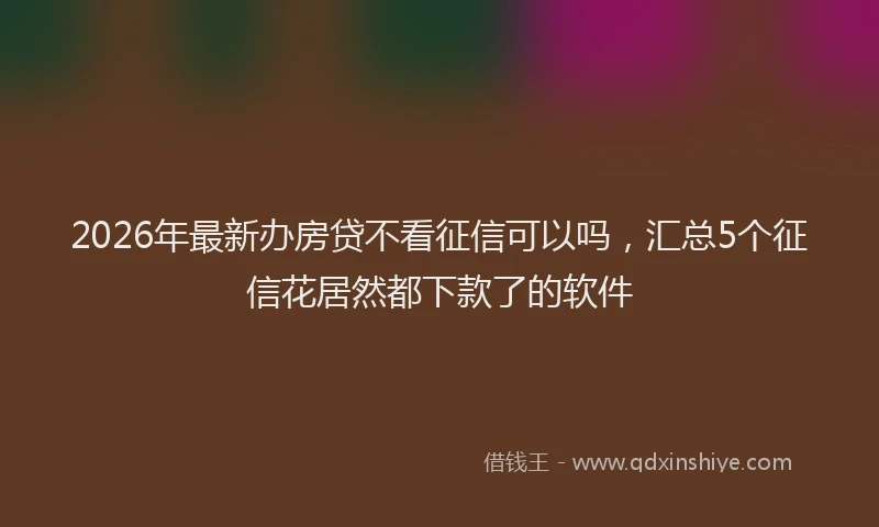 2026年最新办房贷不看征信可以吗，汇总5个征信花居然都下款了的软件