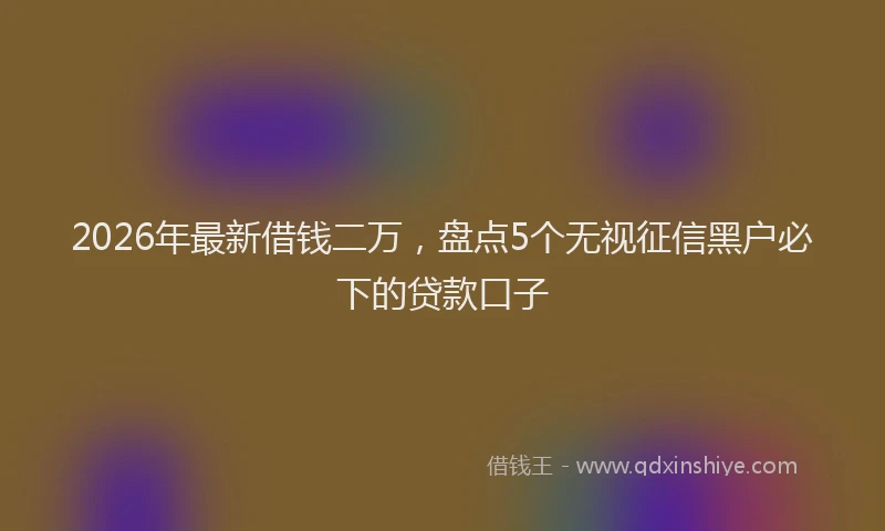 2026年最新借钱二万，盘点5个无视征信黑户必下的贷款口子