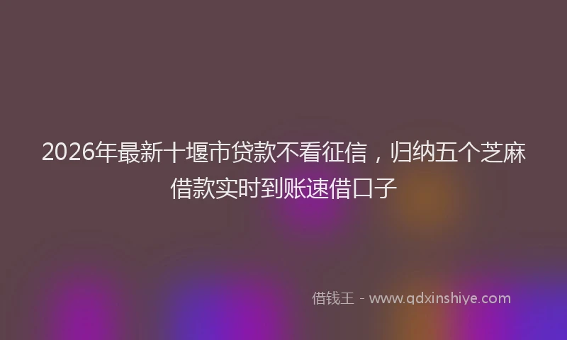 2026年最新十堰市贷款不看征信，归纳五个芝麻借款实时到账速借口子
