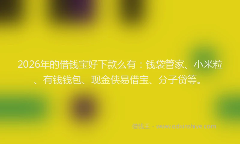 2026年的借钱宝好下款么有：钱袋管家、小米粒、有钱钱包、现金侠易借宝、分子贷等。