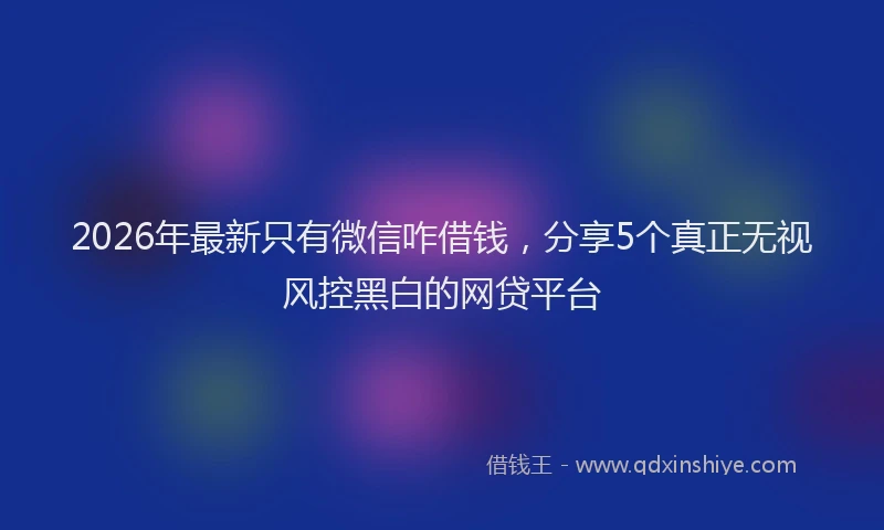 2026年最新只有微信咋借钱，分享5个真正无视风控黑白的网贷平台