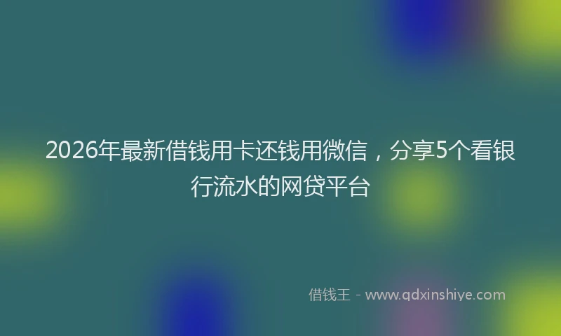 2026年最新借钱用卡还钱用微信,分享5个看银行流水的网贷平台