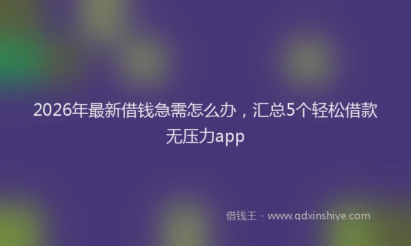 2026年最新借钱急需怎么办，汇总5个轻松借款无压力app