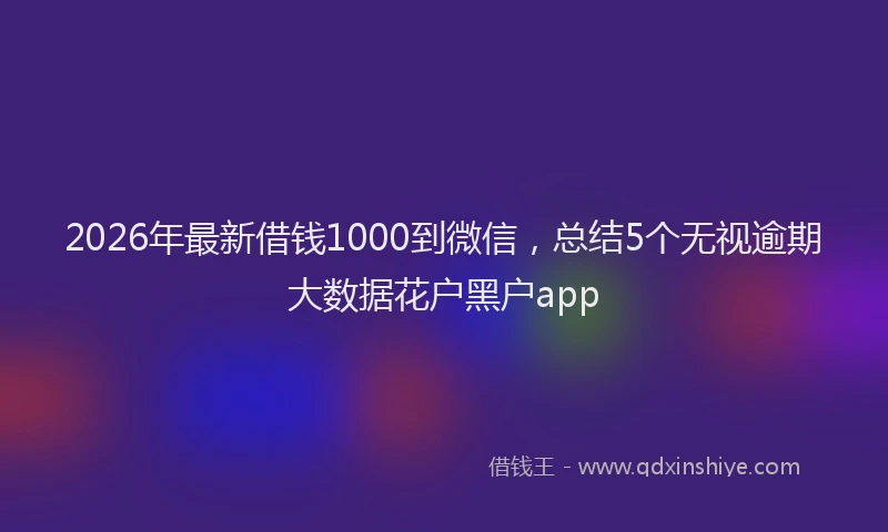 2026年最新借钱1000到微信，总结5个无视逾期大数据花户黑户app