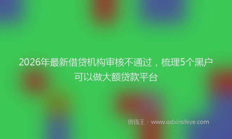 2026年最新借贷机构审核不通过，梳理5个黑户可以做大额贷款平台