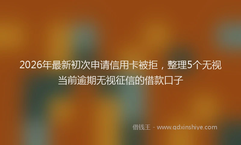 2026年最新初次申请信用卡被拒，整理5个无视当前逾期无视征信的借款口子
