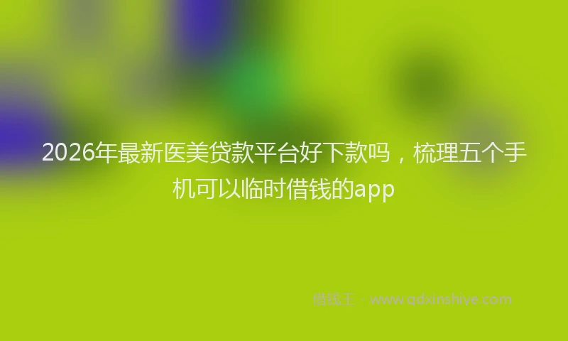 2026年最新医美贷款平台好下款吗，梳理五个手机可以临时借钱的app