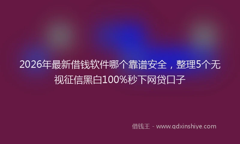 2026年最新借钱软件哪个靠谱安全，整理5个无视征信黑白100%秒下网贷口子