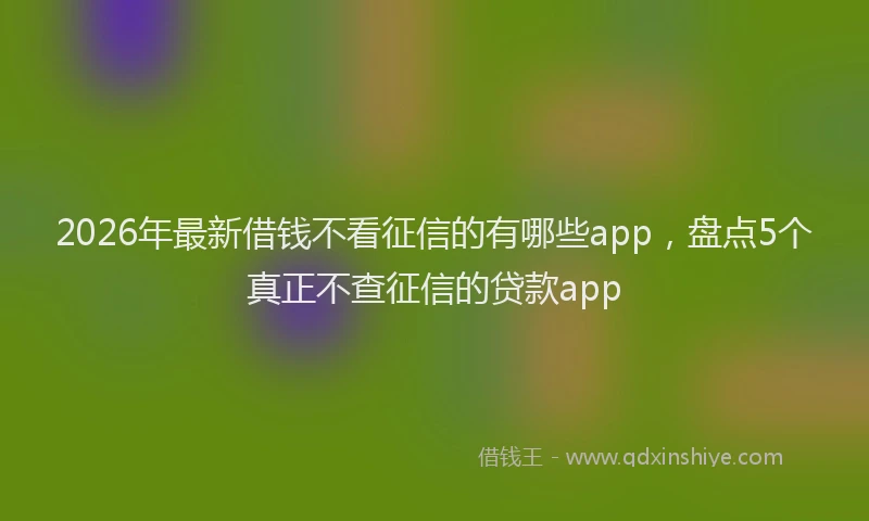 2026年最新借钱不看征信的有哪些app，盘点5个真正不查征信的贷款app