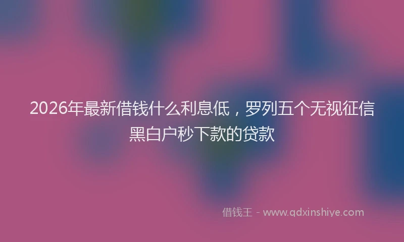 2026年最新借钱什么利息低，罗列五个无视征信黑白户秒下款的贷款