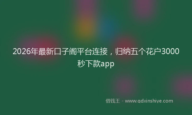 2026年最新口子阁平台连接,归纳五个花户3000秒下款app