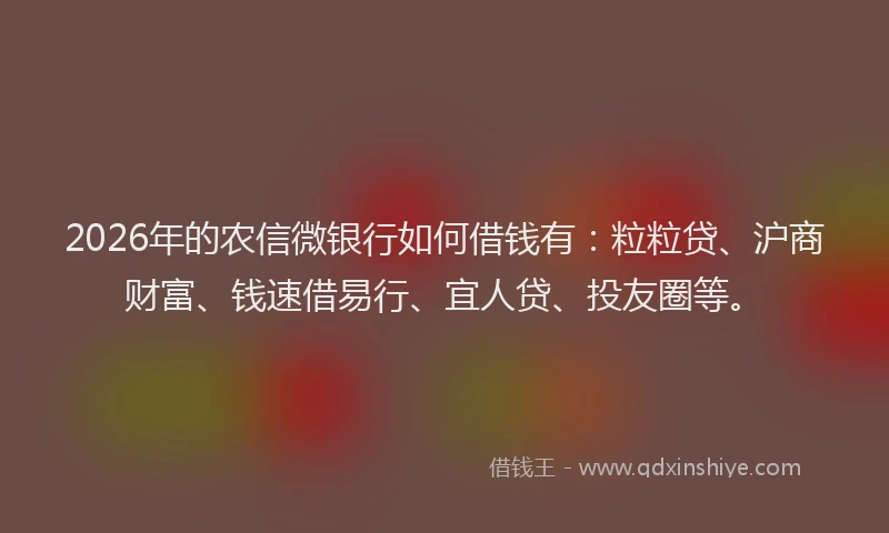 2026年的农信微银行如何借钱有：粒粒贷、沪商财富、钱速借易行、宜人贷、投友圈等。
