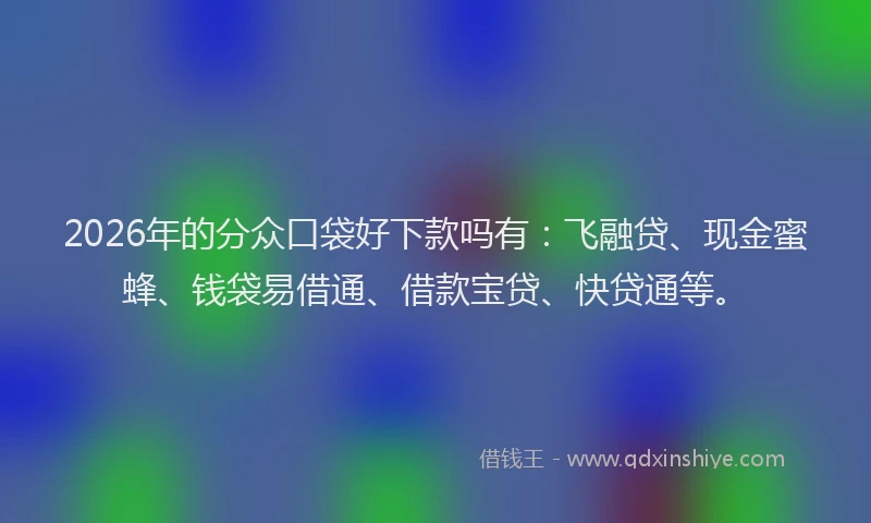 2026年的分众口袋好下款吗有:飞融贷、现金蜜蜂、钱袋易借通、借款宝贷、快贷通等。