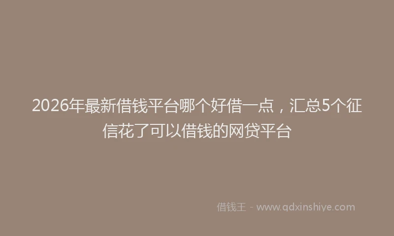 2026年最新借钱平台哪个好借一点,汇总5个征信花了可以借钱的网贷平台
