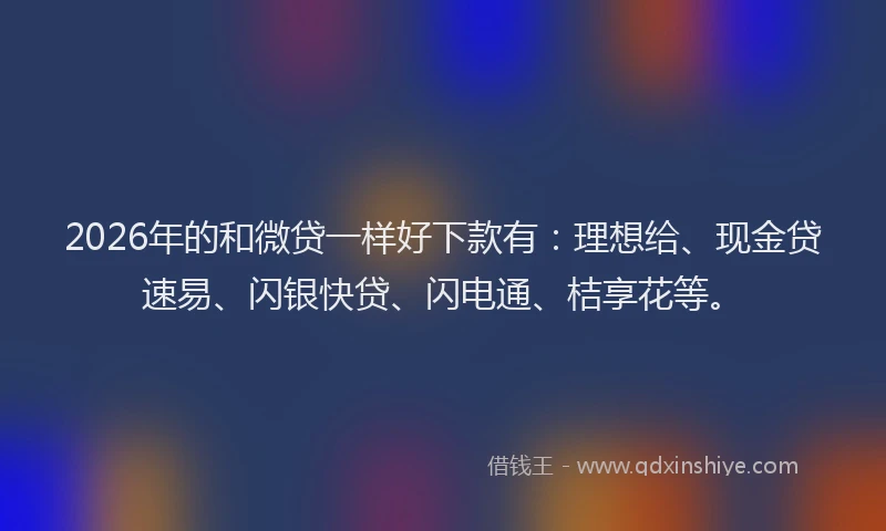2026年的和微贷一样好下款有:理想给、现金贷速易、闪银快贷、闪电通、桔享花等。