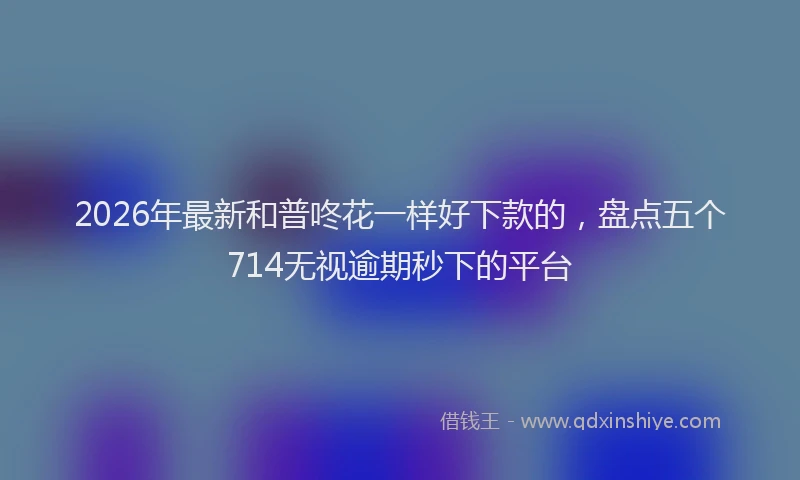 2026年最新和普咚花一样好下款的，盘点五个714无视逾期秒下的平台