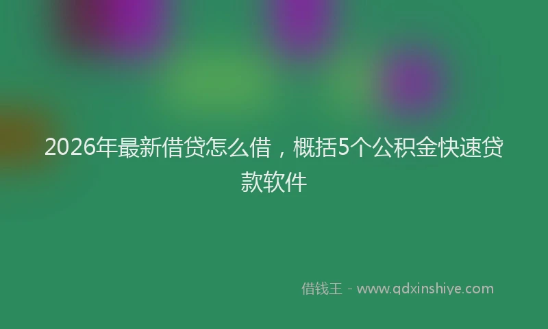 2026年最新借贷怎么借，概括5个公积金快速贷款软件