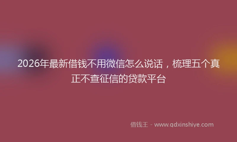 2026年最新借钱不用微信怎么说话，梳理五个真正不查征信的贷款平台