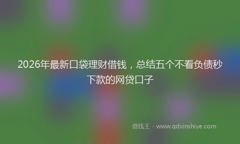 2026年最新口袋理财借钱,总结五个不看负债秒下款的网贷口子