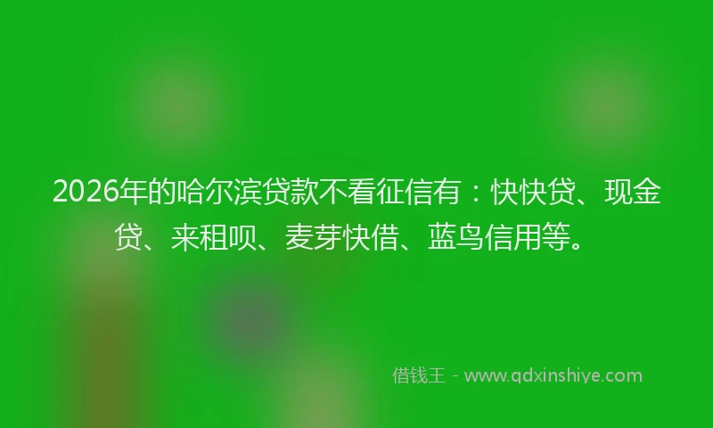 2026年的哈尔滨贷款不看征信有：快快贷、现金贷、来租呗、麦芽快借、蓝鸟信用等。